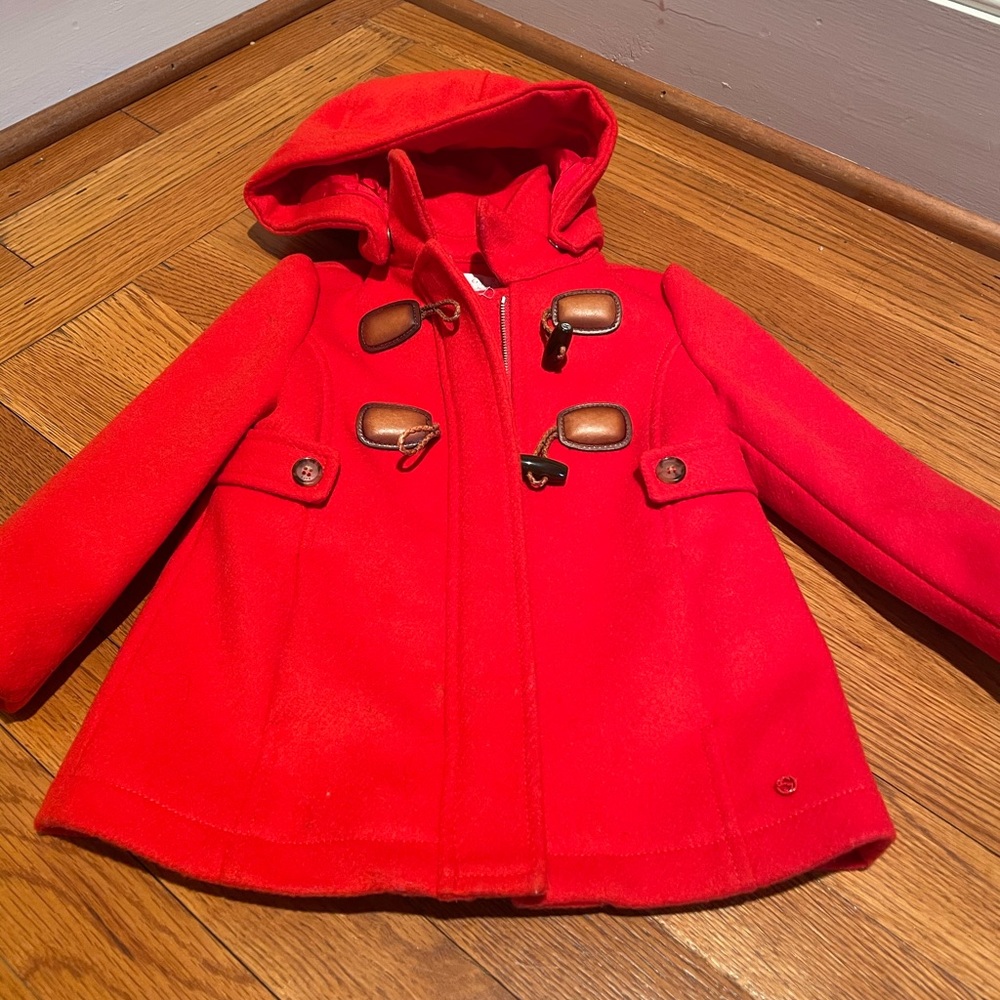 Gucci red pea coat girls baby sz 12 18 mo